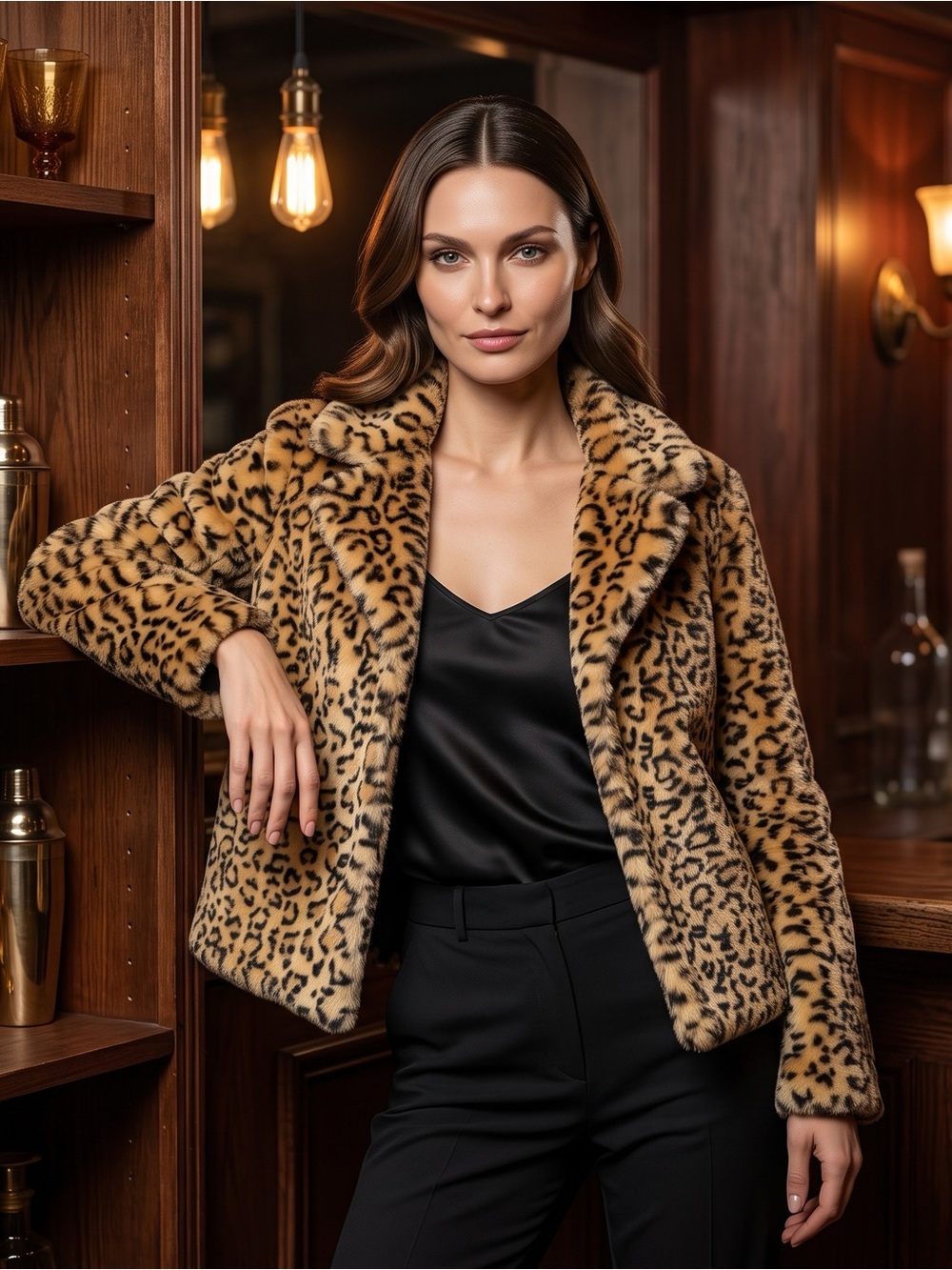 New Look Leopard Print Faux Fur Jacket Size Medium